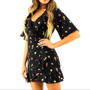 Floral Black Mini Dress